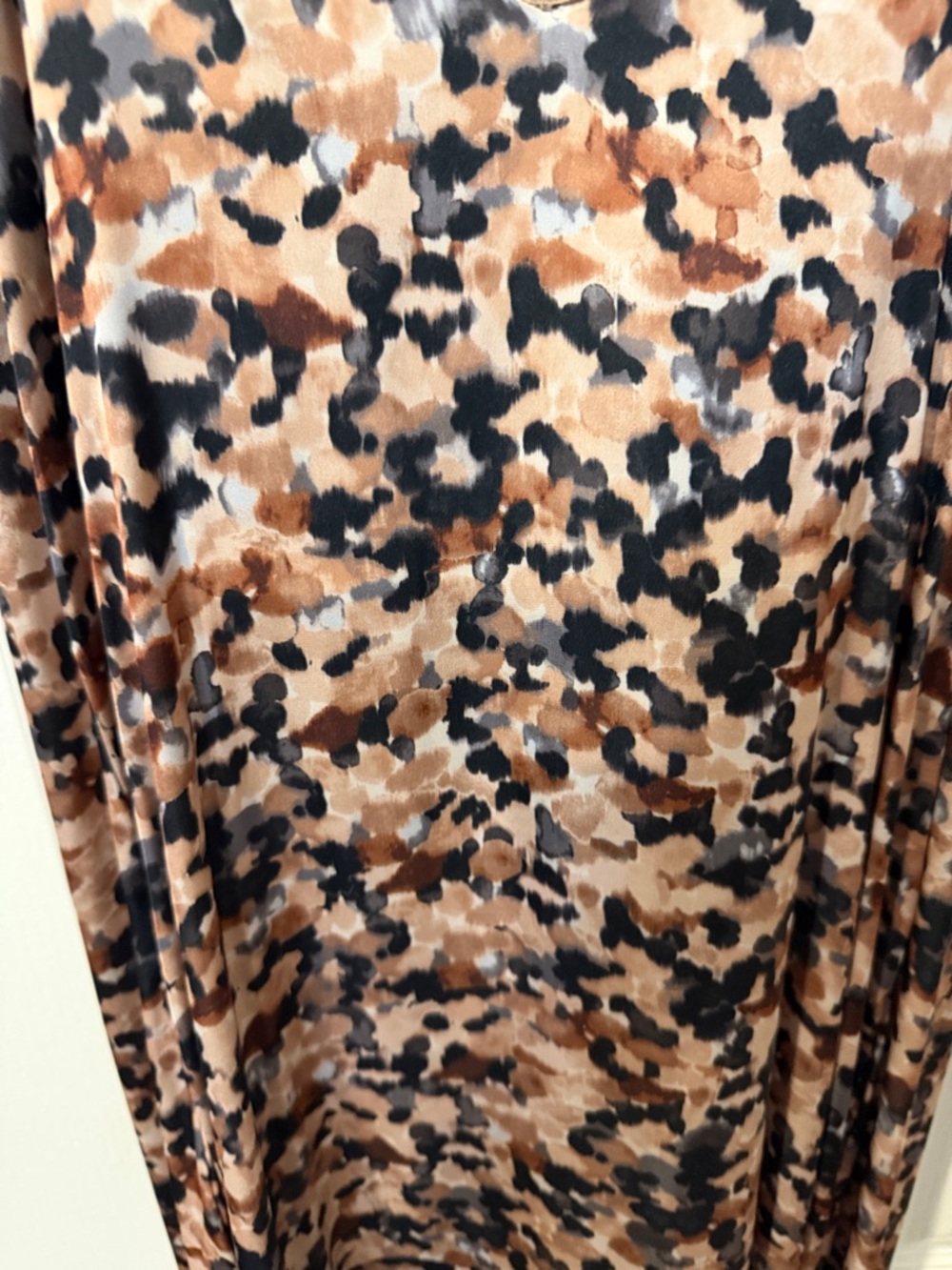 NWOT Nicole Miller Silky Camo-Print Slip Dress w/POCKETS in Brown & Black Sz M - Picture 3 of 6